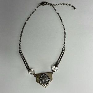 Pewter & Pawprints Shield Crystal necklace